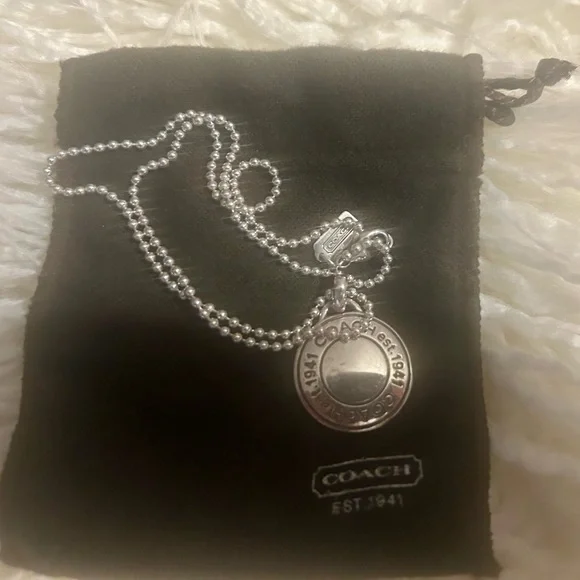 Coach Silver Engraved Pendant Necklace - Picture 3 of 5